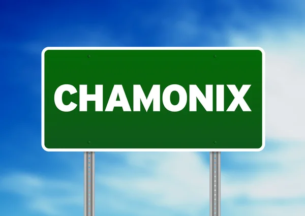Zöld út jel - chamonix, Franciaország — Stock Fotó