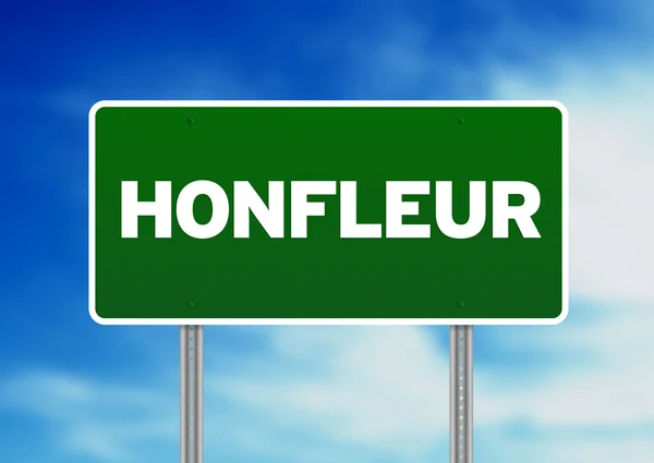 Señal verde de tráfico - Honfleur, Francia — Foto de Stock