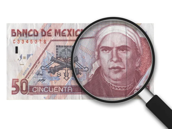 Ampliação - 50 Pesos mexicanos - Frente lateral — Fotografia de Stock