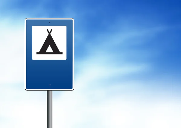 Blue Road Sign - Campground — Stock Photo, Image
