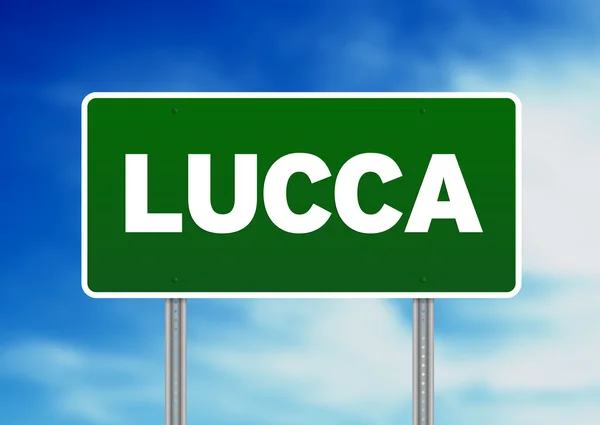 绿色道路标志-卢卡意大利 — 图库照片