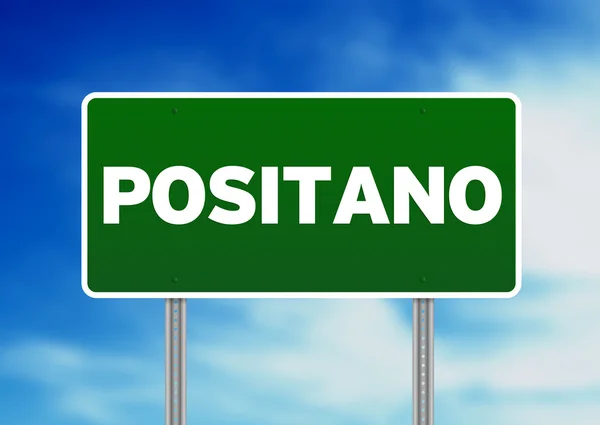 Znak drogowy zielony - positano, Włochy — Zdjęcie stockowe