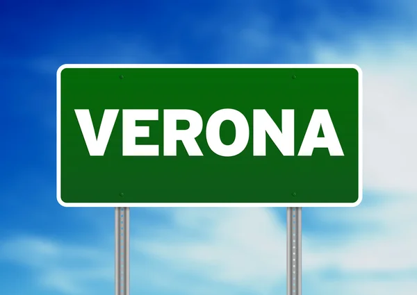 Zelené dopravní značka - verona, Itálie — Stock fotografie