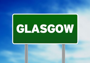 yeşil yol işaret - glasgow, İngiltere