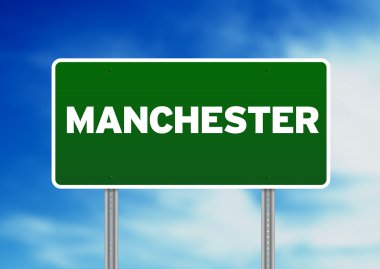 yeşil yol işaret - manchester, İngiltere