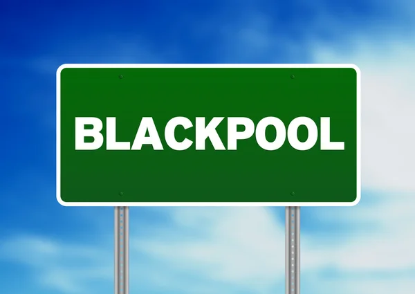 Green Road Sign - Blackpool, England — Stock Photo, Image