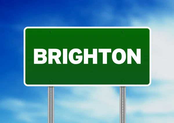 Zielony znak drogowy - brighton, Anglia — Zdjęcie stockowe