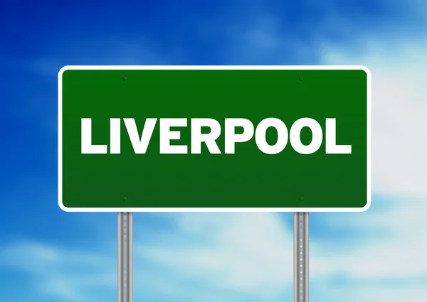 Green Road Sign - Liverpool, England — Stock Photo, Image