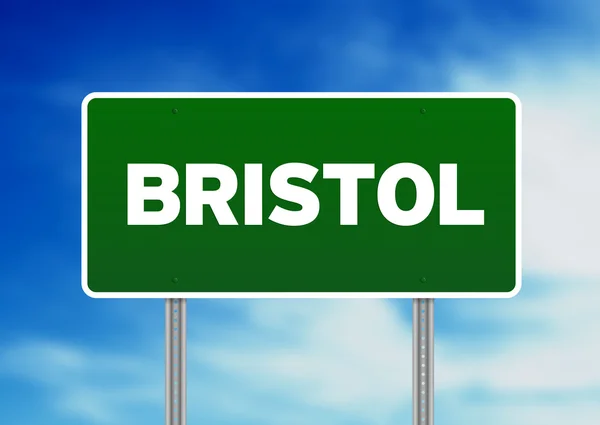 Zielony znak drogowy - bristol, Anglia — Zdjęcie stockowe