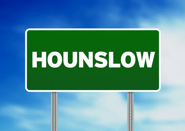 Znak drogowy zielony - hounslow, Anglia — Zdjęcie stockowe