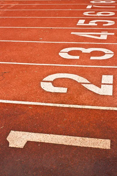 Running Track With Numbered Lanes — Stock Photo, Image