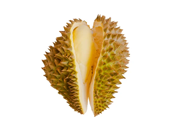 Närbild på skalade durian isolerad på vit bakgrund. — Stockfoto