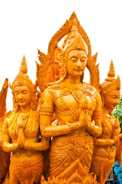Statua angelo di cera in stile thailandese a Candle Festival a Ubonratchathani — Foto Stock