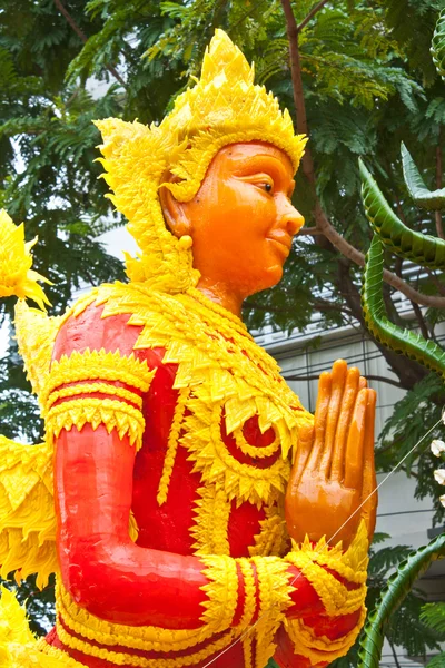 Thai style wax angel statue in Candle Festival at Ubonratchathani — Stock Photo, Image