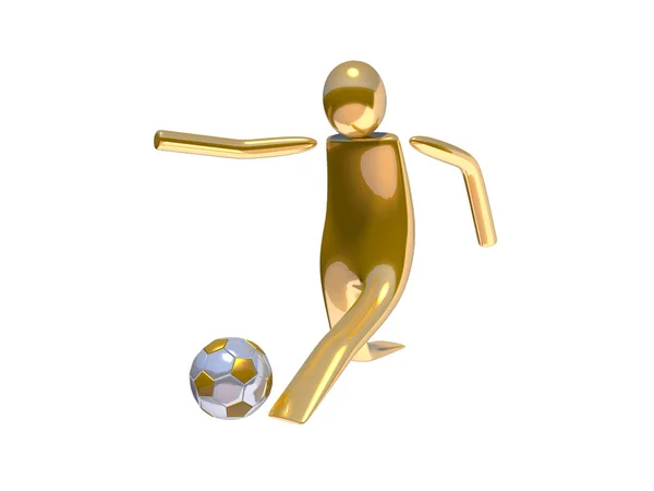 Golden stickman jugador de fútbol ángulo de tiro 02 —  Fotos de Stock