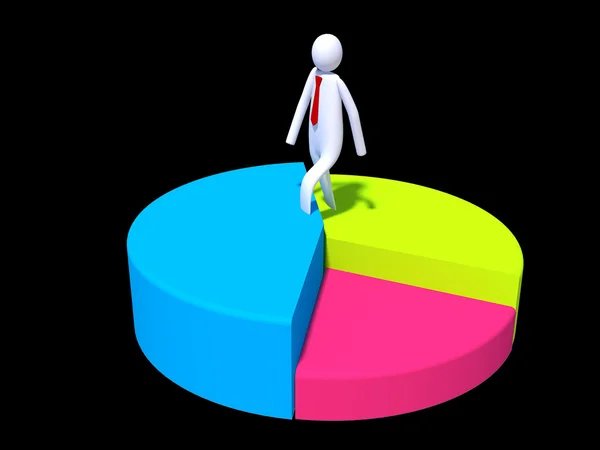 Stickman executive walking to the top of chart — Stock Photo, Image