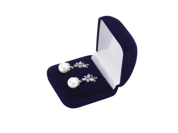 Earrings in a gift box — Stock Photo, Image