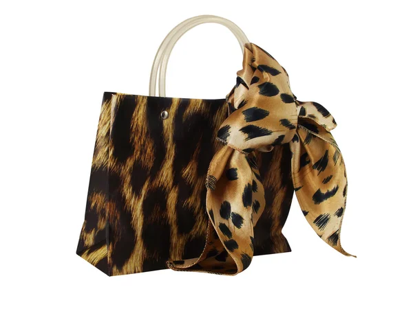Kvinnliga handväska och sidenscarf — Stockfoto