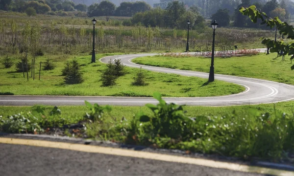 Bicycle road with hairpin bend in the park