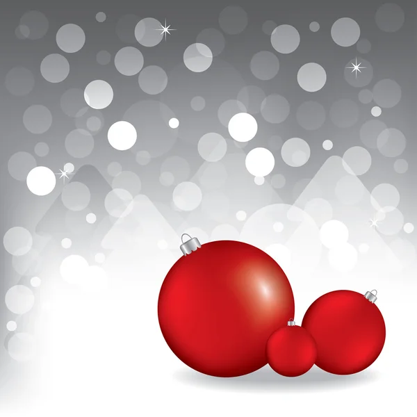 Tarjeta de felicitación de Navidad con bolas rojas — Vector de stock