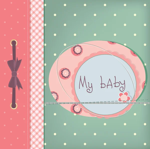 Baby girl greeting card. — Stock Vector