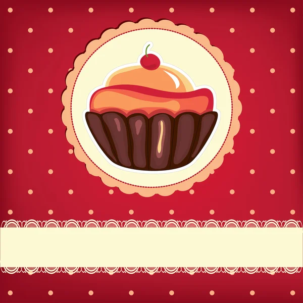 Cute retro Cupcake — Stok Vektör