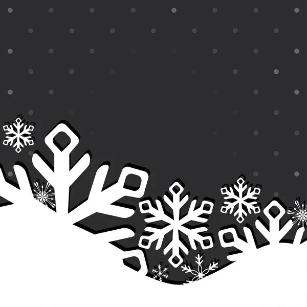 Kar taneleri ile Noel ve yılbaşı tebrik kartı — Stok Vektör