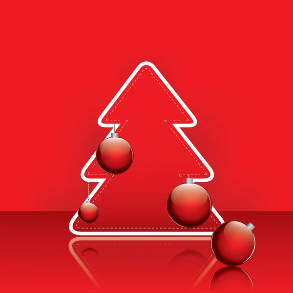 Árbol de Navidad con bolas rojas tradicionales — Vector de stock