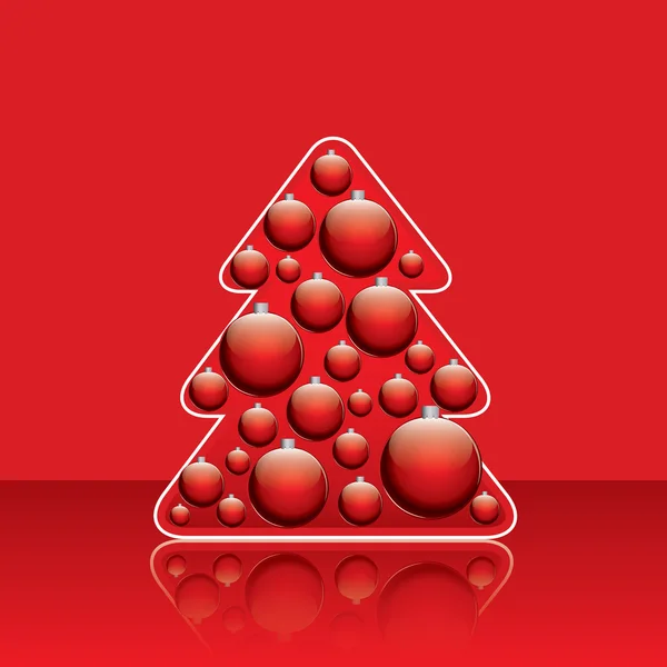 圣诞树与红色传统球 — 图库矢量图片