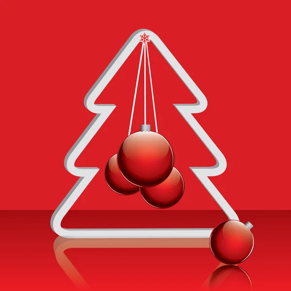 Kerstboom met rode ballen — Stockvector