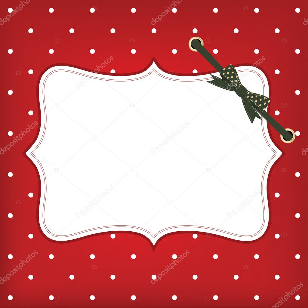 Vector greeting christmas card with frame and bow
