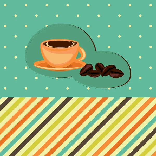 Kaffe kort med kopp och bönor — Stock vektor