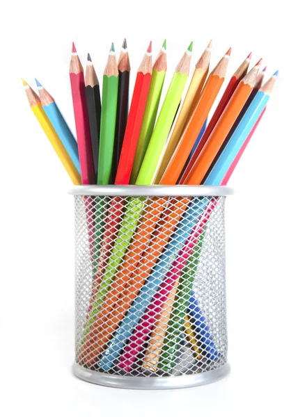 Lápis de cor na cesta — Fotografia de Stock
