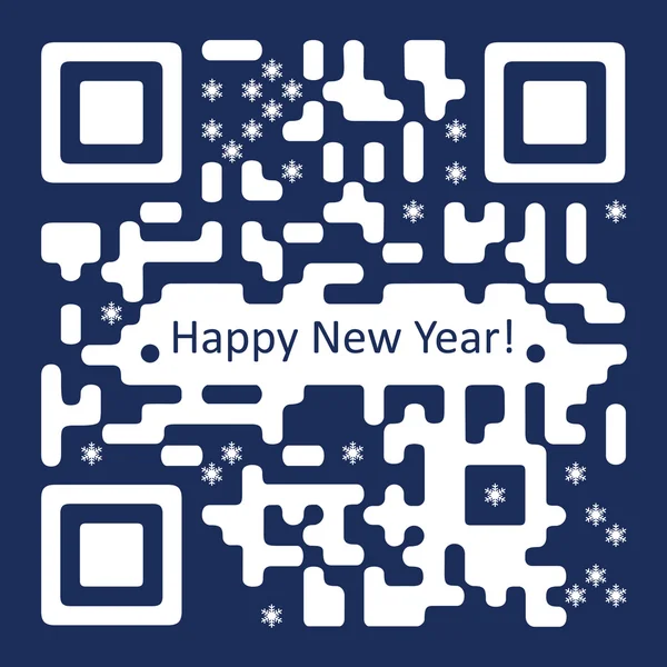 New Year Card with QR Code Illustration — Stock Vector