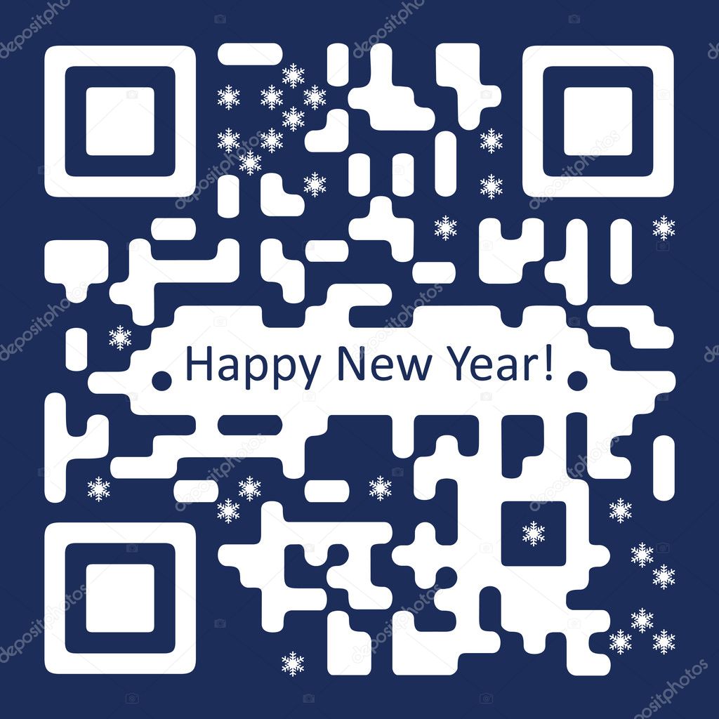 New Year Card with QR Code Illustration