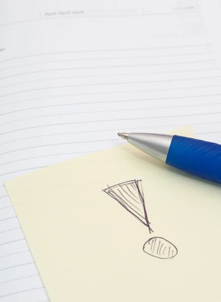 Notizbuch, Kugelschreiber und Notizblock — Stockfoto