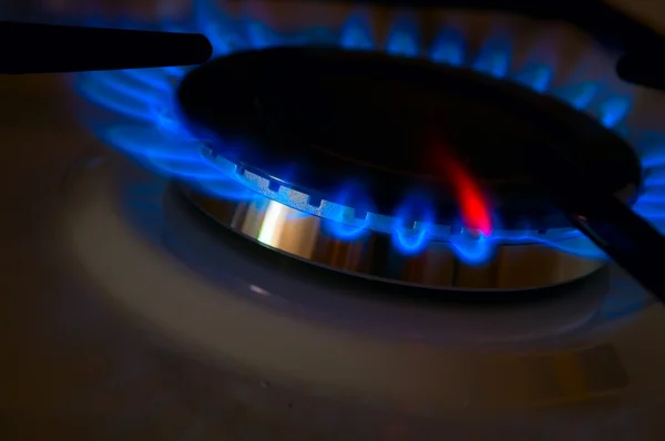 Błękitne płomienie gazu — Zdjęcie stockowe