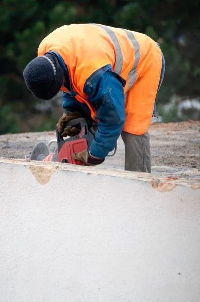 Trabajador con martillo neumático — Foto de Stock