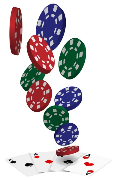 Cartas y fichas de póquer — Vector de stock