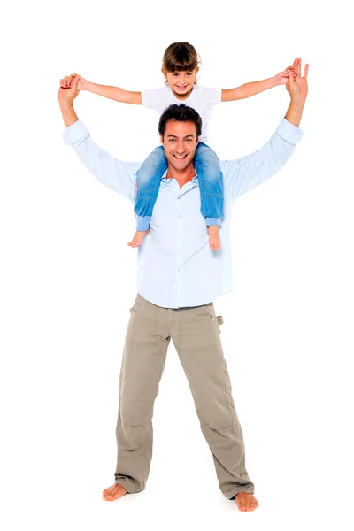 Father with daughter on shoulders — Stock Photo, Image