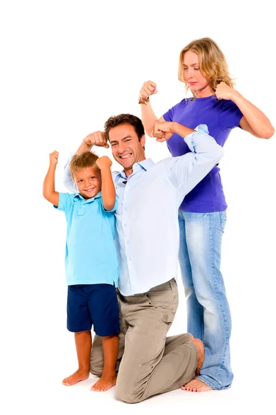 Family flexing muscles — Stock Photo, Image