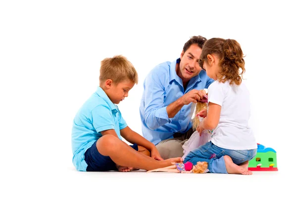 Padre che gioca con i bambini — Foto Stock