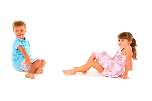 Αγόρι και κορίτσι χαμογελούν — Φωτογραφία Αρχείου