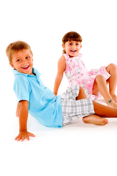 Chlapec a dívka se usmívají — Stock fotografie