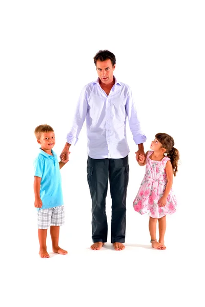 Батько з двома дітьми — стокове фото