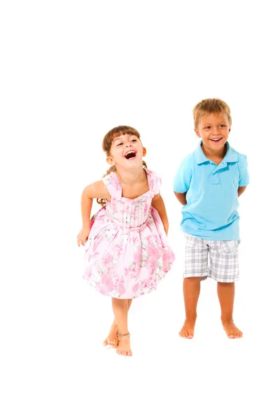 Boy and girl smiling Stock Photo