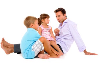 Father with two children clipart