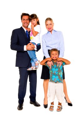 Family with two children clipart