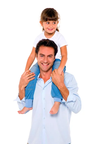 Baba ile kızı omuz üzerine — Stok fotoğraf