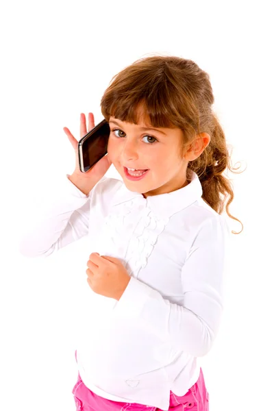 핸드폰을 사용하는 소녀 — 스톡 사진